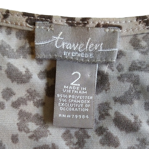 Chico's Travelers Tan Leopard Print Open Front Lightweight Cardigan Modern - Picture 6 of 7
